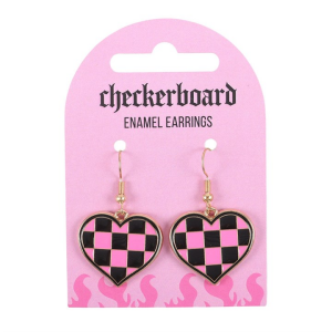 Checkerboard Heart Earrings - Image 2