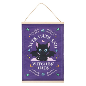 Bats, Cats and Witches Hats Fabric Wall Hanging - Image 2