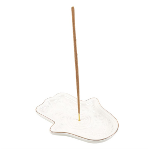 White Hand of Hamsa Incense Holder and Trinket Dish - Image 2