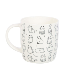 White Happy Cat Print Mug - Image 2