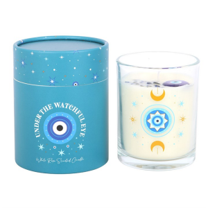 Under Watchful Eyes White Rose Candle with Crystals - Image 2