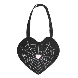 Spiderweb Heart Satin Tote Bag - Image 2