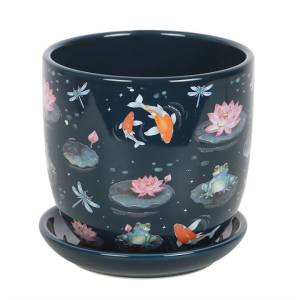 Pond Print Plant Pot with Saucer - Image 2