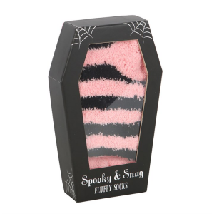 Pink and Black Striped Socks in Coffin Gift Box - Image 2