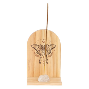 Natural Luna Moth Wooden Incense Holder Shelf - Image 2
