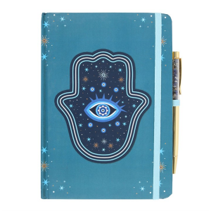 Hand of Hamsa A5 Notebook with Crystal Chip Pen - Image 2