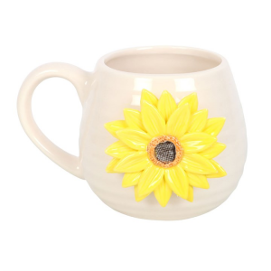 Hello Sunshine Rounded Mug with 3D Sunflower - Image 2