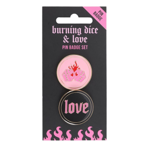Flaming Dice and Love Pin Badge Set - Image 2