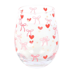 Bow and Heart Print Stemless Glass - Image 2