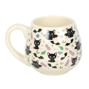 Cute and Creepy Cat Print Rounded Mug - Image 2
