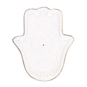 White Hand of Hamsa Incense Holder and Trinket Dish - Image 3