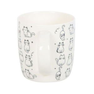 White Happy Cat Print Mug - Image 3