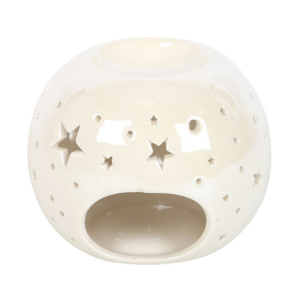 White Iridescent Star Oil Burner and Wax Warmer - Image 3