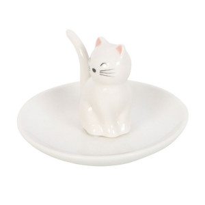 Sitting White Cat Face Trinket Dish - Image 3