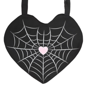 Spiderweb Heart Satin Tote Bag - Image 3