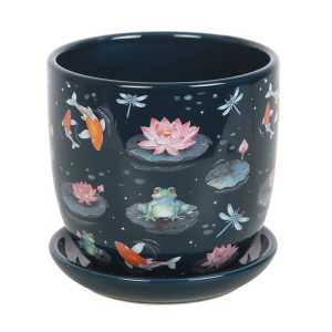 Pond Print Plant Pot with Saucer - Image 3