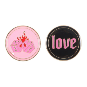 Flaming Dice and Love Pin Badge Set - Image 3