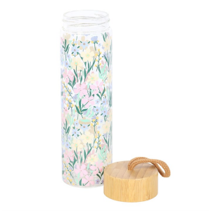 Ditsy Floral Print Glass and Bamboo Water Bottle - Image 3