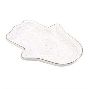 White Hand of Hamsa Incense Holder and Trinket Dish - Image 4
