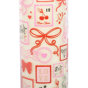 Valentine Postage Stamp Print Sparkling Rose Tube Candle - Image 4