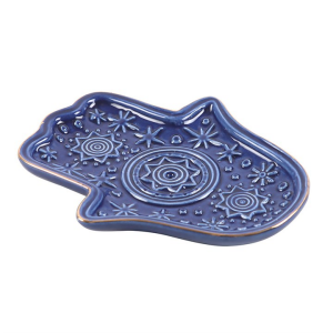 Dark Blue Hand of Hamsa Incense Holder and Trinket Dish - Image 4
