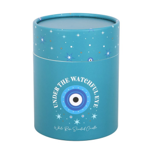 Under Watchful Eyes White Rose Candle with Crystals - Image 5