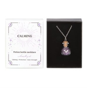 Calming Amethyst Crystal Chip Potion Bottle Necklace - Image 2