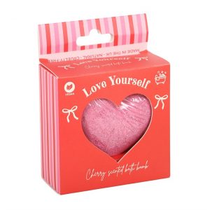 Love Yourself Heart-Shaped Cherry Bath Bomb - Image 2