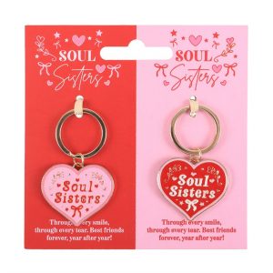 Pair of Soul Sisters Love Heart Keyrings - Image 2