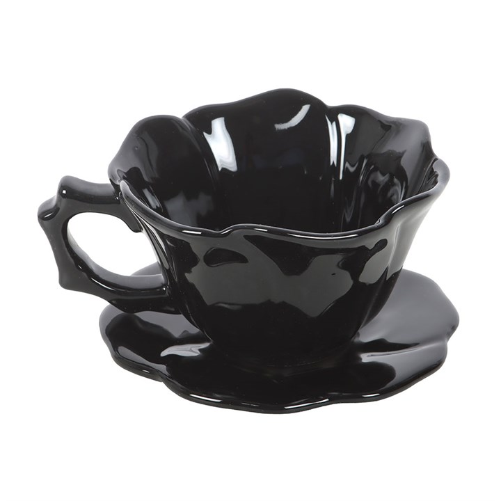 Black Rose Teacup and Saucer - Image 2