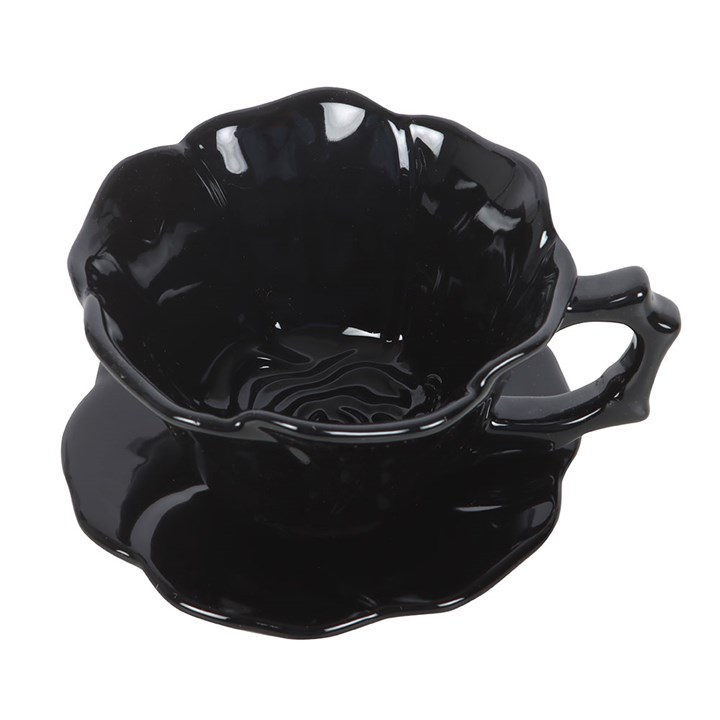 Black Rose Teacup and Saucer - Image 3