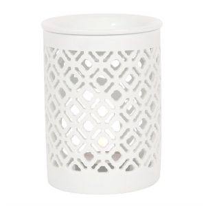 White Matte Lattice Cut Oil Burner - Image 2