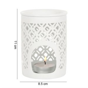 White Matte Lattice Cut Oil Burner - Image 5