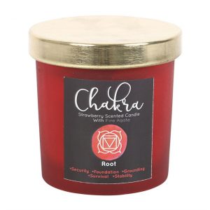 Root Chakra Strawberry Crystal Chip Candle - Image 3