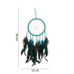 Turquoise Peacock Feather Dreamcatcher - Image 2