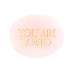 You Are Loved Rose Quartz Crystal Palm Stone - Image 2