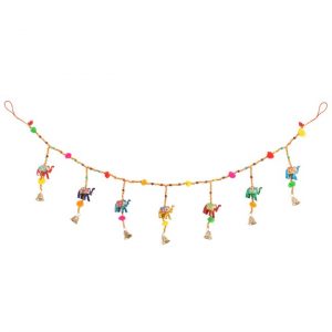 Hanging Elephant Garland with Beads and Bells - Image 2