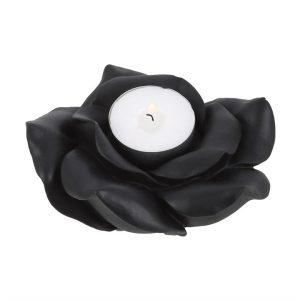 Black Rose Resin Tealight Candle Holder - Image 2