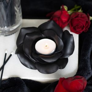 Black Rose Resin Tealight Candle Holder - Image 4
