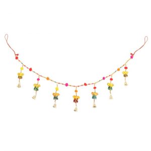 Hanging Ganesh Garland with Beads and Bells - Image 2