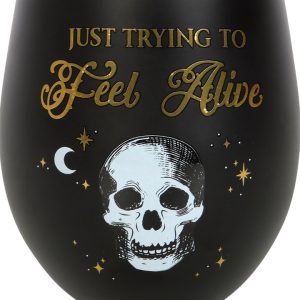 Trying to Feel Alive Stemless Wine Glass - Image 2