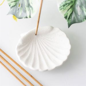 Off White Scallop Shell Incense Stick Holder - Image 4