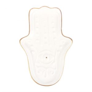 White Hamsa Hand Incense Stick Holder - Image 2