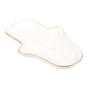 White Hamsa Hand Incense Stick Holder - Image 3