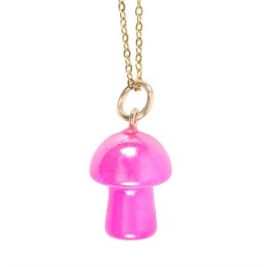 Pink Aura Crystal Mushroom Necklace Greeting Card - Image 4