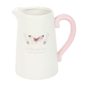 White Butterfly Print Ceramic Flower Jug - Image 4