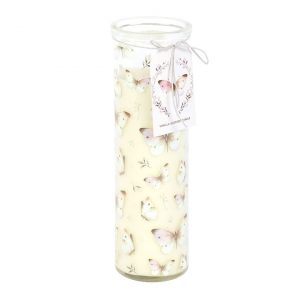 White Butterfly Print Vanilla Tube Candle - Image 2