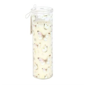 White Butterfly Print Vanilla Tube Candle - Image 3