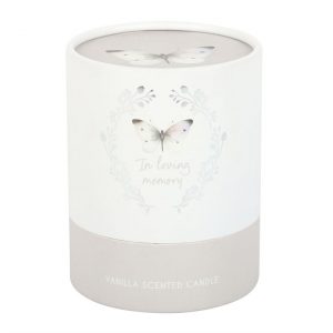 In Loving Memory White Butterfly Vanilla Candle - Image 4