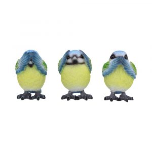 Three Wise Blue Tits 8cm